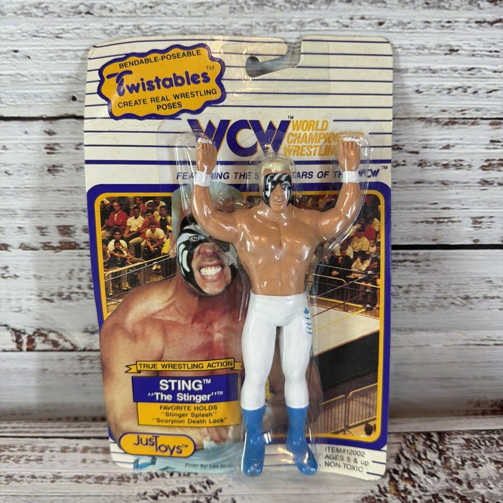 Vintage 1990 WCW Sting "The Stinger" Twistables JustToys MOC! Bendable Poseable